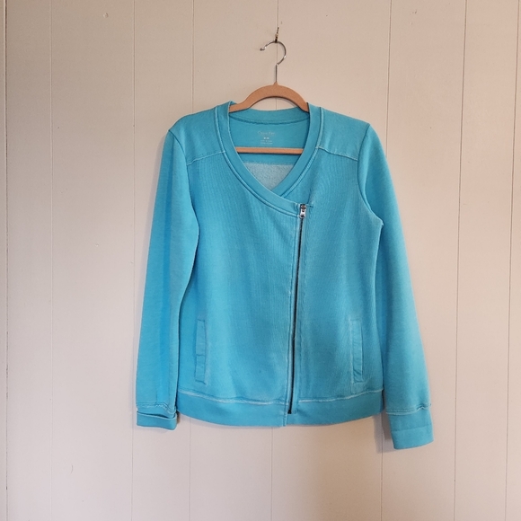 Calvin Klein Performance Turquoise Blue Moto Waffle Fleece Sweatshirt Activewear - Picture 10 of 10
